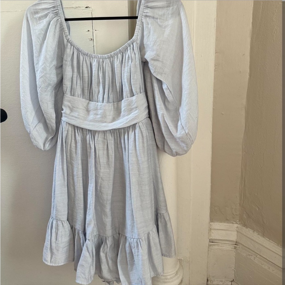 Hello Molly Light Blue Long Sleeve Mini Dress